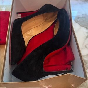 Christian Louboutin Black Suede Pumps with Red Sole